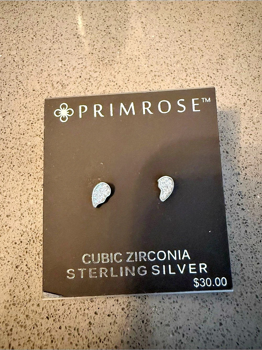 Primrose Cubic Zirconia Sterling Silver Split Heart Stud Earrings